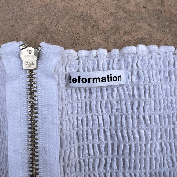 Reformation “Framboise Off the Shoulder Top” in Paper White - Picture 8 of 9